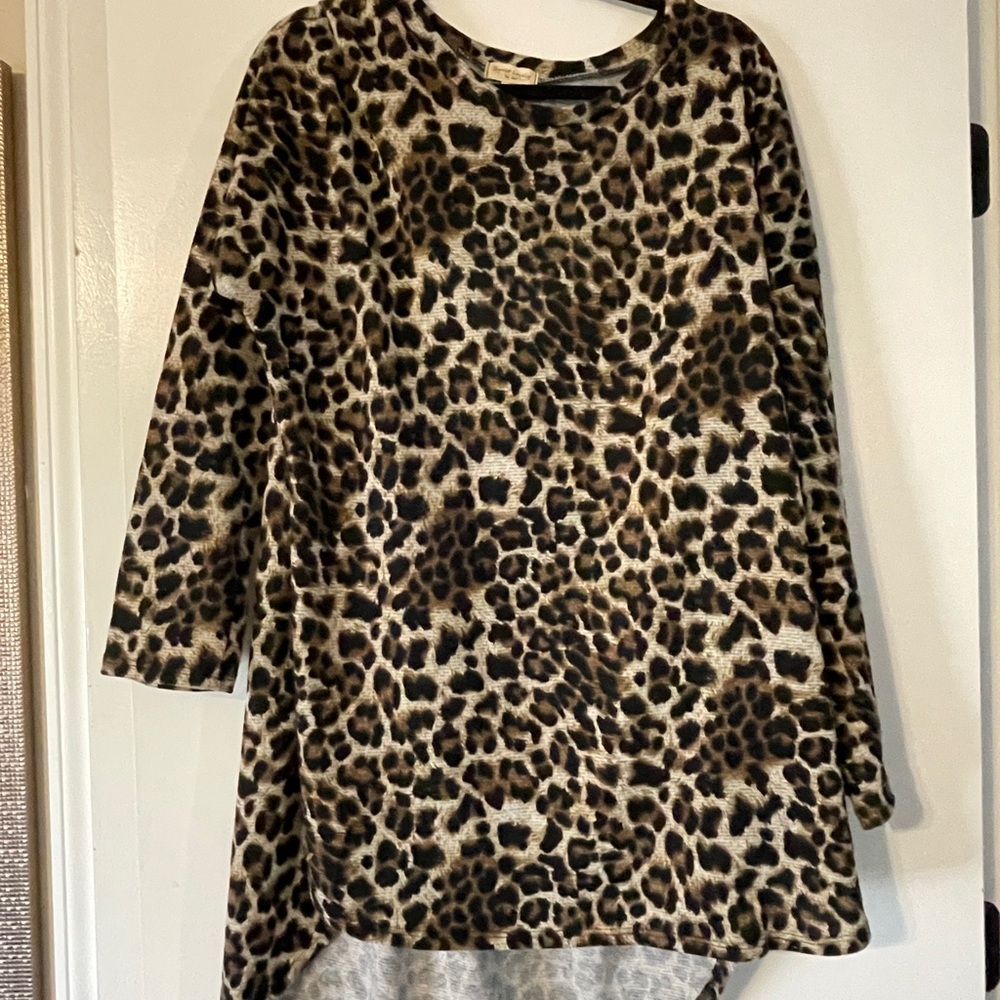 Leopard Print Long Sleeve Top